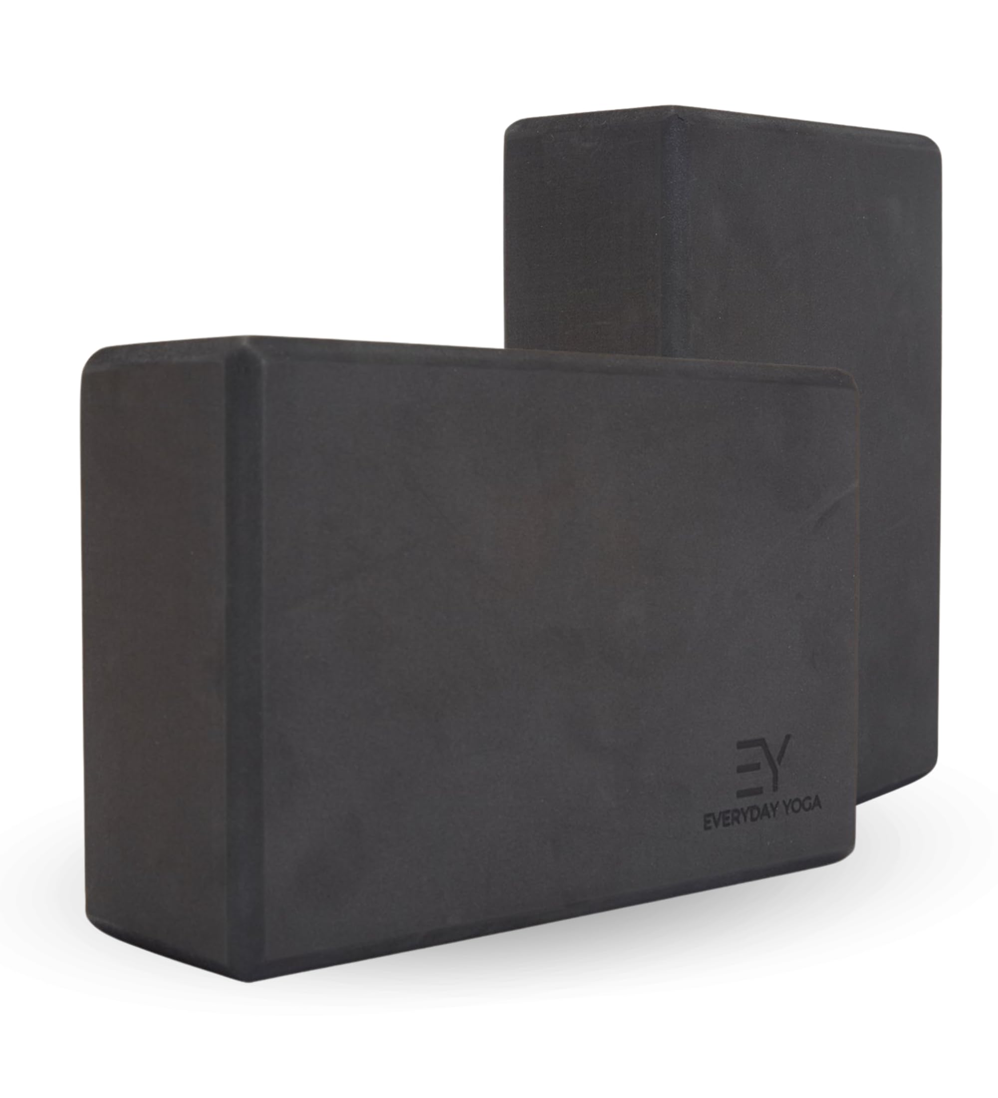 Everyday Yoga Foam Block and Yoga Strap Set Soft Non-Slip Surface for Stability - Black - 3 In